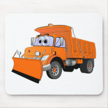 Orange Snow Plough Cartoon Mouse Mat