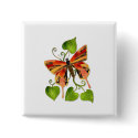 Orange Stained Glass Butterfly Button