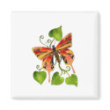 Orange Stained Glass Butterfly Magnet