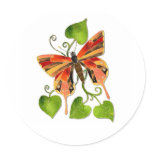 Orange Stained Glass Butterfly Sticker