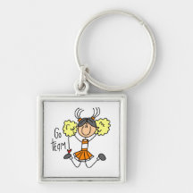 Orange Stick Figure Cheerleader t-shirts and Gifts Key Chain