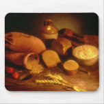 Orange Still life of wheat, bread, flower, yeast a Mouse Pad