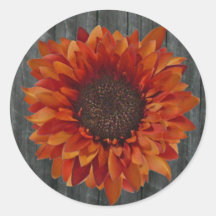 Orange Sunflower & Barnwood Sticker