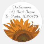 Orange Sunflower Return Address Round Stickers