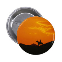 Orange Sunset with Cowboy Silhouette Pins