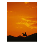 Orange Sunset with Cowboy Silhouette Post Card