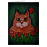 Orange Tabby Cat Art Greeting Note Card
