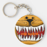 Orange Tabby Kitty Humourous Sharp Teeth Cat Key Keychains