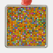 Orange 'Terracotta' Multicolored Tiles Pattern Ornaments