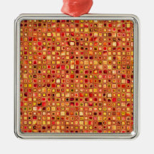 Orange 'Terracotta' Textured Mosaic Tiles Pattern Ornament
