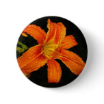 Orange Tiger Lily Flowers Button