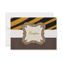 Orange Tiger Stripes Print Wedding Reception Cards Invitations