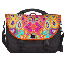 Orange Tiki Monkey Face Pattern Computer Bag