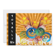 orange totally 80's retro  party Invitation