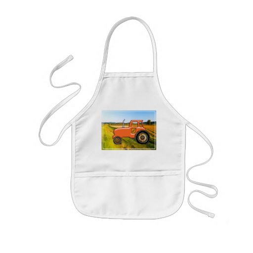 Orange Tractor  in the Fields Aprons