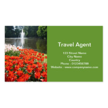 Orange tulips and fountain business card template