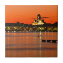 Orange Twilight, Helsinki, Finland Tiles