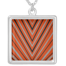 Orange Vee Pattern Personalised Necklace