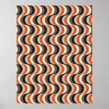 Orange, White, Brown Retro Fifties Abstract Art Posters