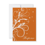 Orange White Floral Swirl Wedding Response RSVP Announcement