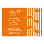 Orange & White Grad Hats Graduation Invitation