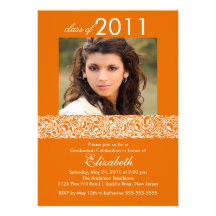 Orange & White Photo Graduation Invitation