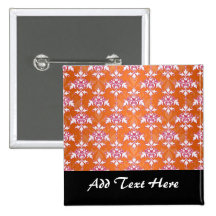 Orange White Pink Damask Pattern