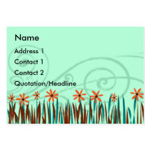 Orange  Wild Flowers with Blue Grass Business Cards
