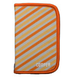 Orange yellow stripe pattern custom name personal folio planner