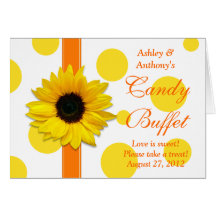Orange Yellow Sunflower Wedding Candy Buffet Sign Cards
