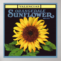 Orangedale Sunflower Vintage Fruit Crate Label Art Poster