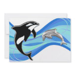 Orca and Dolphin in the Waves invitations