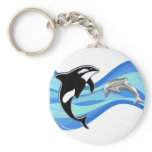 Orca and Dolphin in the Waves keychains