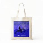 Orca Whales in Ocean Scene Tote Bags