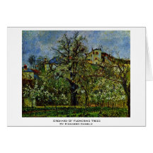 Orchard Of Flowering Trees By Pissarro Camille Cards