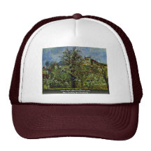 Orchard Of Flowering Trees By Pissarro Camille Mesh Hats