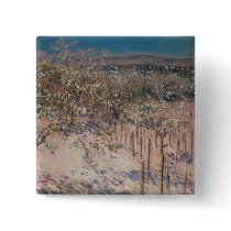 Orchard with Flowering Apple Trees, Colombes Pinback Buttons