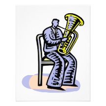 Orchestra Tuba Player Graphic, Seated Image Personalized Invitations