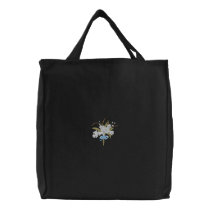 Orchid Bouquet Embroidered Tote Bag