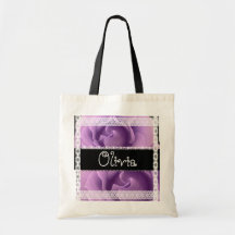 ORCHID PURPLE Roses and Lace Name Bag for Mum