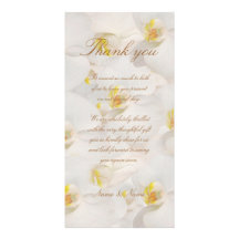 Orchid wedding thank you classy white custom photo card