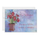 Orchids and Watercolor 100th Birthday invitations