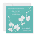 Orchids Save the Date - Turquoise Blue and White