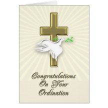 Ordination congratulations with a golden cross card