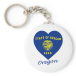 Oregon Flag Heart Keychains