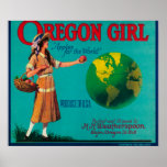 Oregon Girl Apple Crate LabelElgin, OR posters