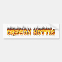 oregon hottie fire and flames bumper sticker