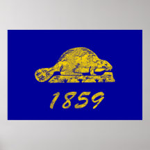 Oregon State Flag Beaver Grunge Salem Love Poster
