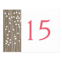 Organic Dots & Lines  Wedding Table Number Cards Post Cards