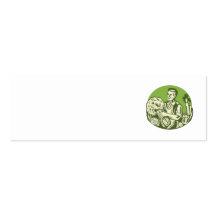 Organic Farmer Green Grocer Vegetable Retro Business Card Template